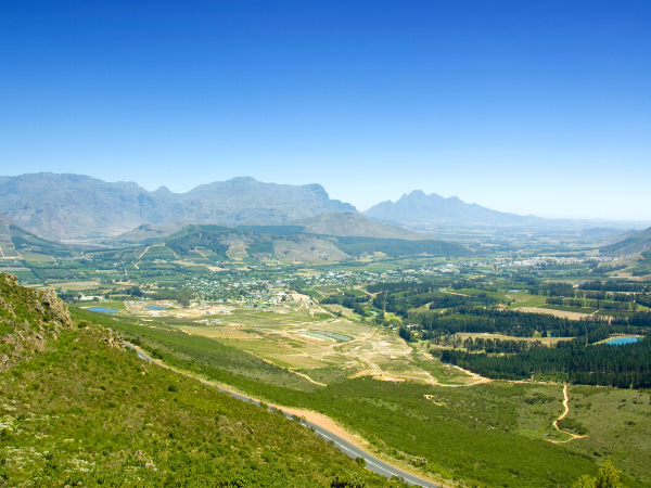 beautiful views of the franschhoek mountain range in south africa