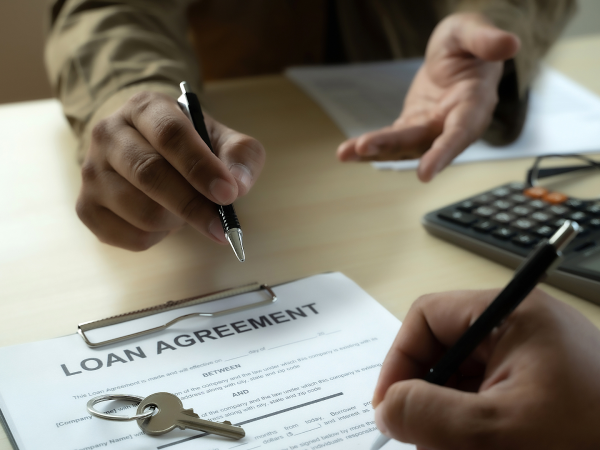 buyer signing home loan agreement