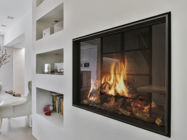 modern fireplace in home