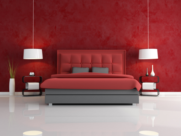 trending spring colour- deep red bedroom