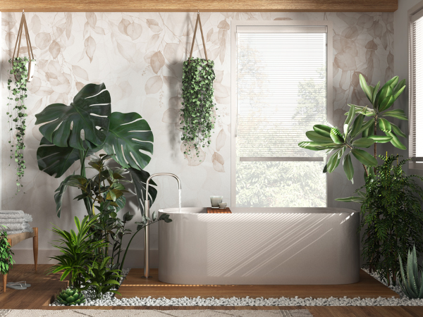 urban jungle interior designed bathroom